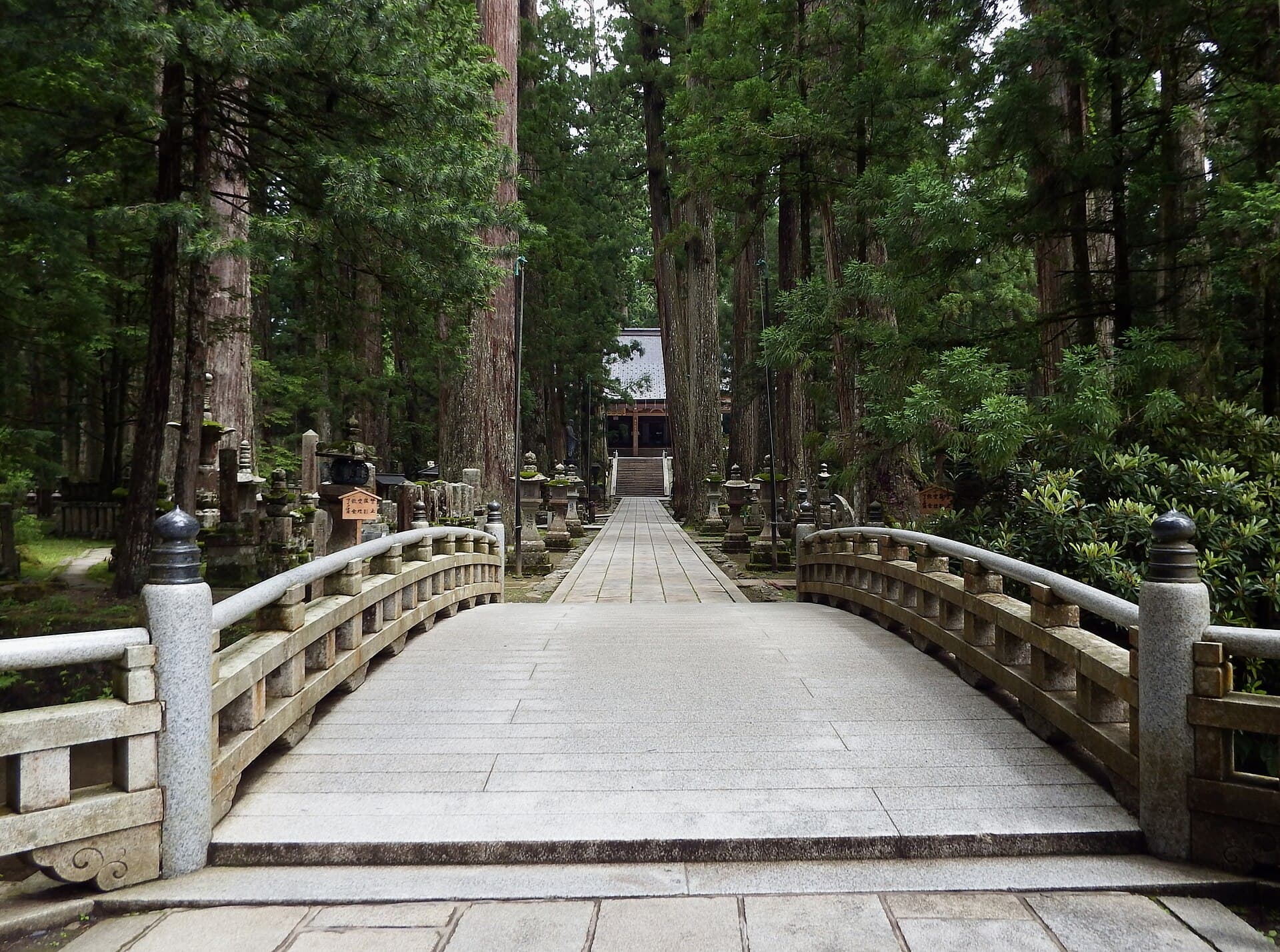 El puente Gobyō y el bosque de cedros de Okuno-in, Koyasan