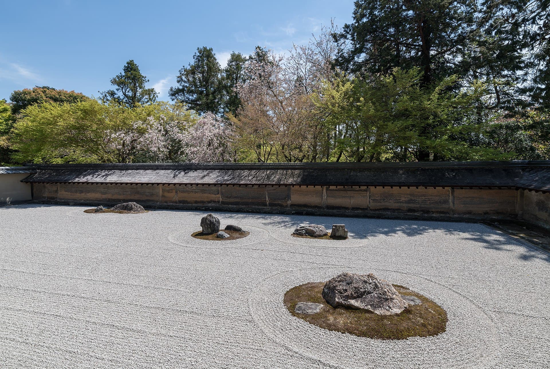 El jardín zen de piedras karesansui del templo Ryōan-ji, Kioto